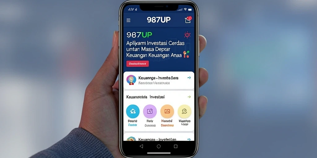 Antarmuka utama aplikasi 987UP yang sederhana dan informatif untuk investasi.