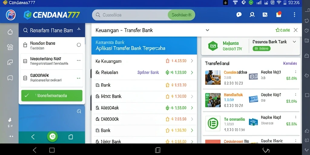 Tampilan antarmuka aplikasi CENDANA777 untuk Transfer Bank yang user-friendly.