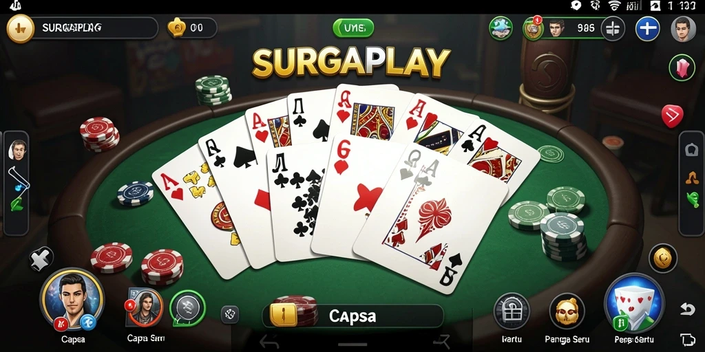 Antarmuka permainan Capsa yang menarik di SURGAPLAY.