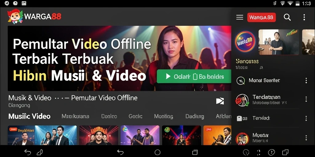 Antarmuka WARGA88 saat memutar video offline yang sederhana dan efisien.