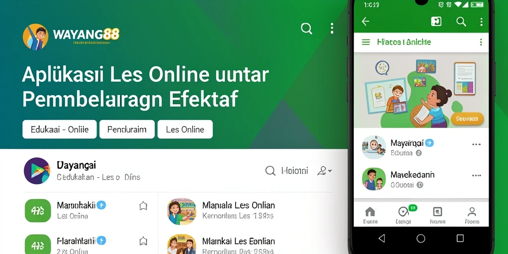 Tampilan utama aplikasi WAYANG88 dengan fitur Les Online yang interaktif.